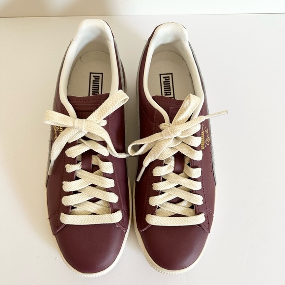 Puma Unisex Clyde Leather Eggplant Purple and Gray Sneakers - Picture 8 of 15